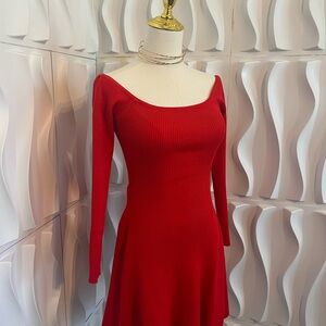 Sweater Red Long Sleeve Dress